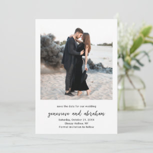 Clean Black and White Photo Modern Wedding Save The Date