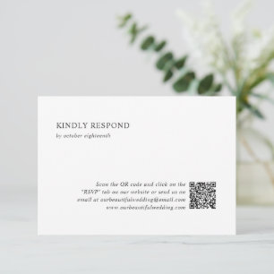 Clean Black and White QR Code Modern Wedding RSVP Card