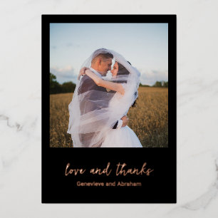 Clean Black Photo Modern Wedding Thank You Card
