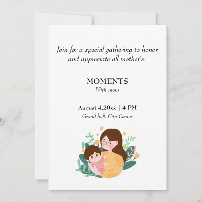 Clean Black & White	Aesthetic Invitation | mum  (Front)