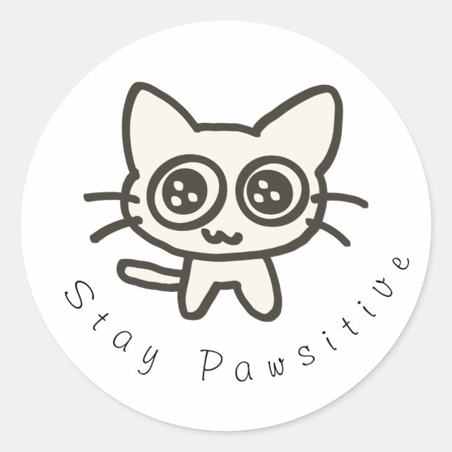 Clean Black & White Bold Cat Lover Sticker (Front)