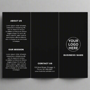 Clean Black & White Business Logo Trifold Brochure