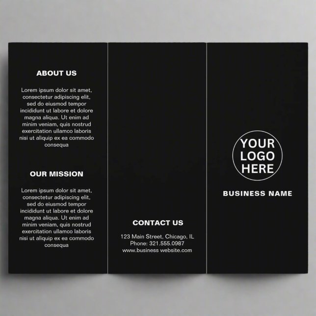 Clean Black & White Business Logo Trifold Brochure (Creator Uploaded)