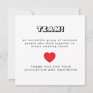 Clean Black & White	Cute Greeting Card team spirit