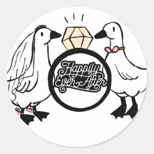 Clean Black & White Modern Wedding Sticker 