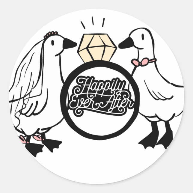 Clean Black & White Modern Wedding Sticker  (Front)