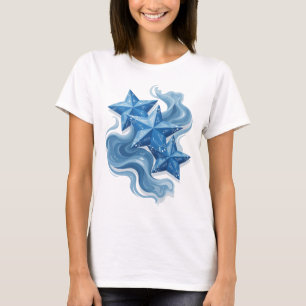 Clean Blue ICE STAR 3D Text Art T-Shirt