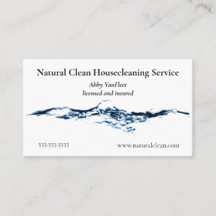 Clean Blue Water Splash Business Card