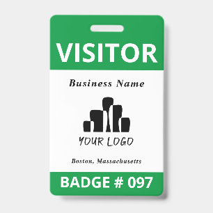 Clean Blue White Visitor Logo Template Badge ID Badge