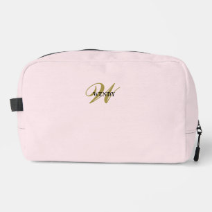 Clean Blush Pink Gold l Elegant Feminine Monogram Dopp Kit