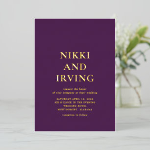 Clean Bold Fonts Purple Modern Wedding