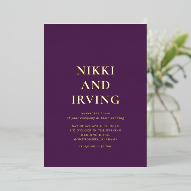 Clean Bold Fonts Purple Modern Wedding (Standing Front)