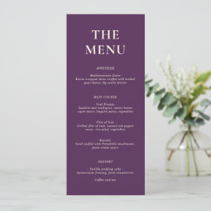 Clean Bold Fonts Purple Modern Wedding Menu
