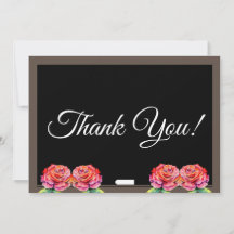 Clean Chalkboard Elegant Script Floral Teacher 