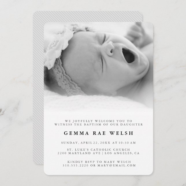 Clean & Classic Photo Baptism Invitation (Front/Back)