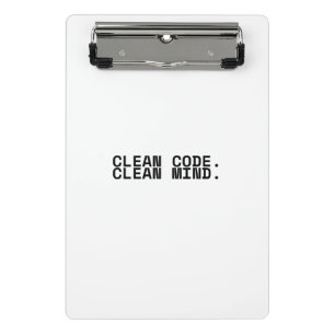Clean Code Clean Mind Minimalist Industrial Mini Clipboard