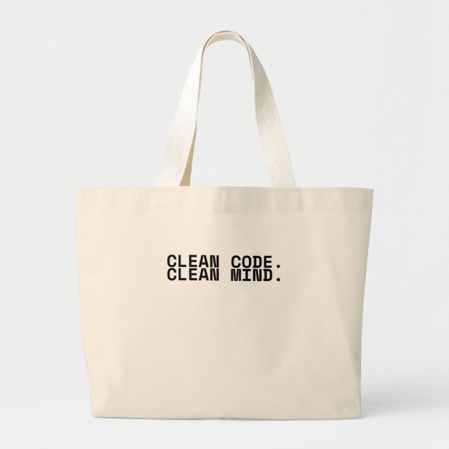 Clean Code Clean Mind Minimalist Jumbo Tote Bag (Front)