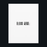 Clean Code Clean Mind Minimalist Technical  Postcard<br><div class="desc">A professional update on your status. High-quality matte postcard featuring clean typography on a stark white background for objective correspondence.</div>