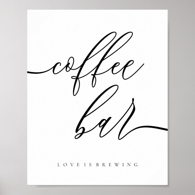 Clean Coffee Bar love brewing Wedding reception Poster (Front)