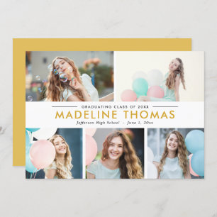 Clean Collage EDITABLE COLOR Graduation Photo Invitation