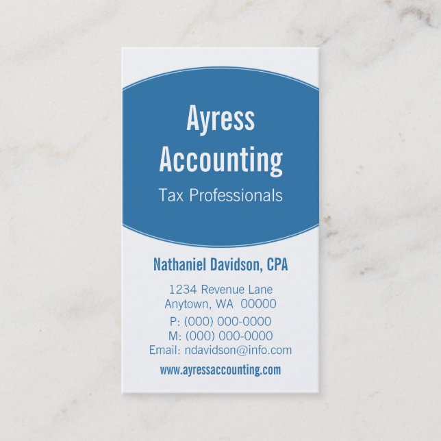 Clean Curves Business Card, Bold Blue Business Card (Front)