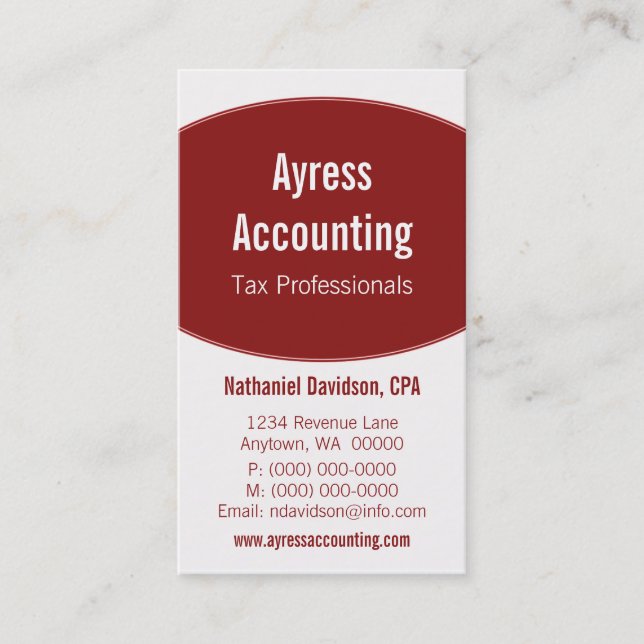 Clean Curves Business Card, Dark Red Card (Front)