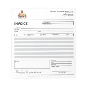 Clean Daycare Invoice / Receipt Notepad