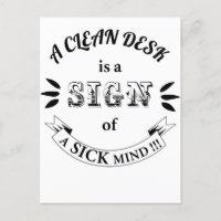 Clean Desk Funny Quotes Postcard