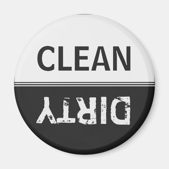 Clean Dirty Black and White Dishwasher Magnet (Front)