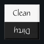 Clean Dirty (Black & White) Magnet<br><div class="desc">Dishwasher magnet printed with the words clean dirty</div>