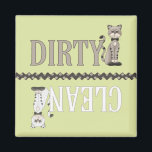 Clean-Dirty Cat Green Dishwasher Magnet<br><div class="desc">Green square dishwasher magnet featuring clean and dirty cats,  designed by Simply Put by Robin using artwork by Trina Clark.</div>