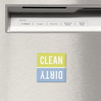 Clean Dirty Citron Yellow and Blue Dishwasher Magnet