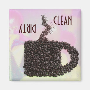 "CLEAN / DIRTY" Coffee Bean Mug Diswasher Magnet