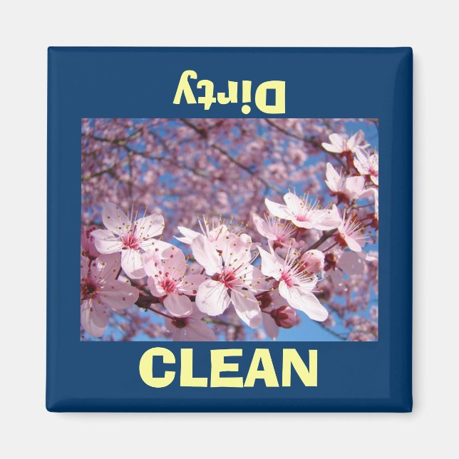 Clean Dirty dish washer magnets Blossoms (Front)