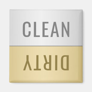 Clean Dirty Dishwasher Faux Silver Gold Magnet
