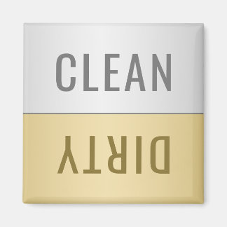 Clean Dirty Dishwasher Faux Silver Gold Magnet