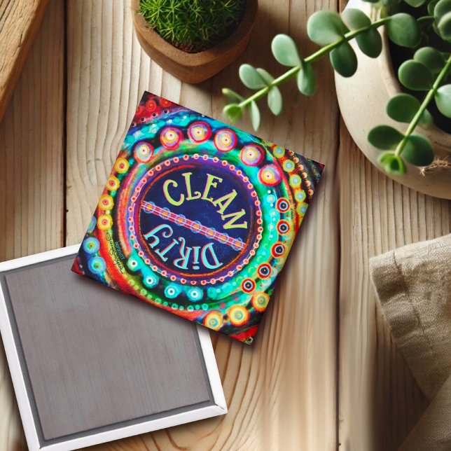 Clean Dirty Dishwasher Fun Colourful Cute Magnet (Creator Uploaded)