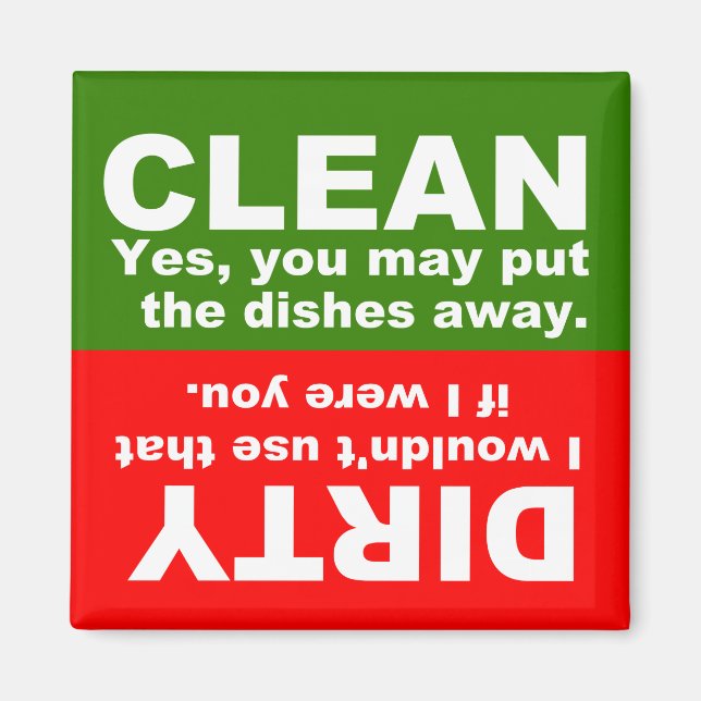 Clean Dirty Dishwasher magnet (Front)