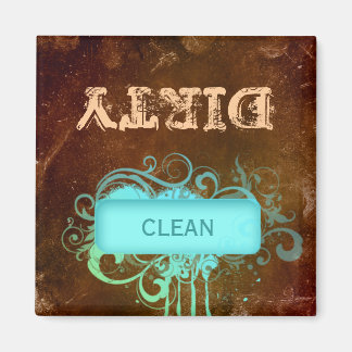 Clean Dirty Dishwasher Magnet floral grunge