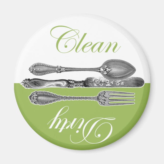 Clean & Dirty Dishwasher Magnet - Green (Front)
