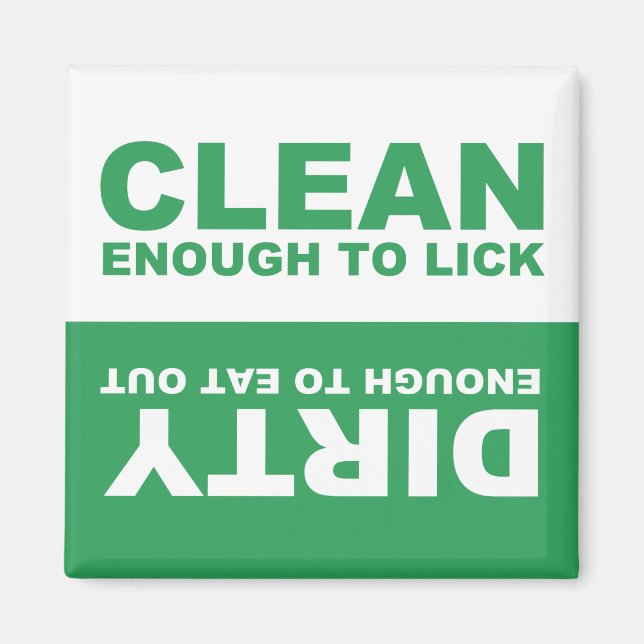 Clean Dirty Dishwasher magnet (green) (Front)
