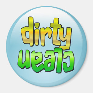 Clean Dirty Dishwasher Magnet Green Yellow Round