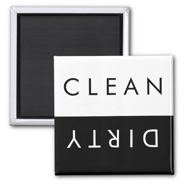 Clean/Dirty Dishwasher Magnet in Black/White (Front)