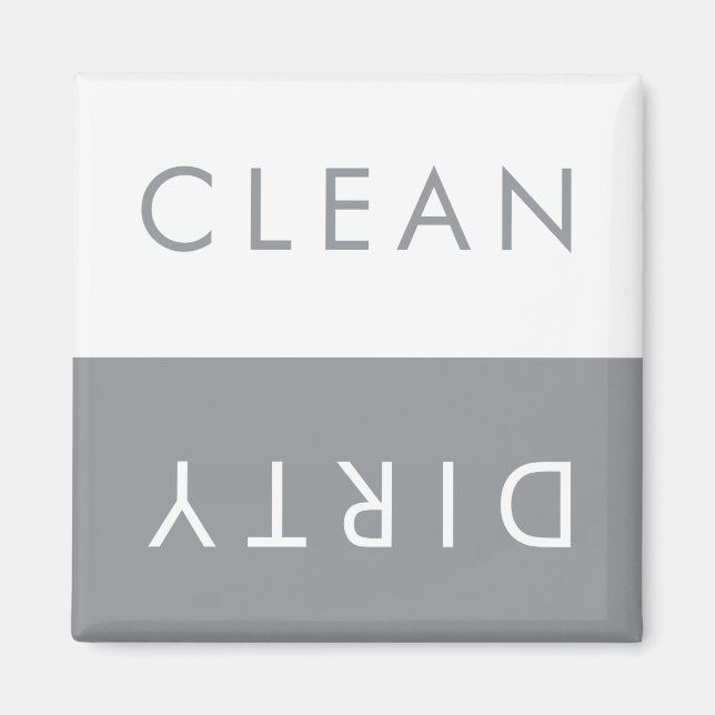 Clean Dirty Dishwasher Magnet in Grey and White (Front)