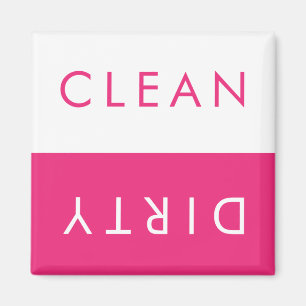 Clean Dirty Dishwasher Magnet in Pink & White