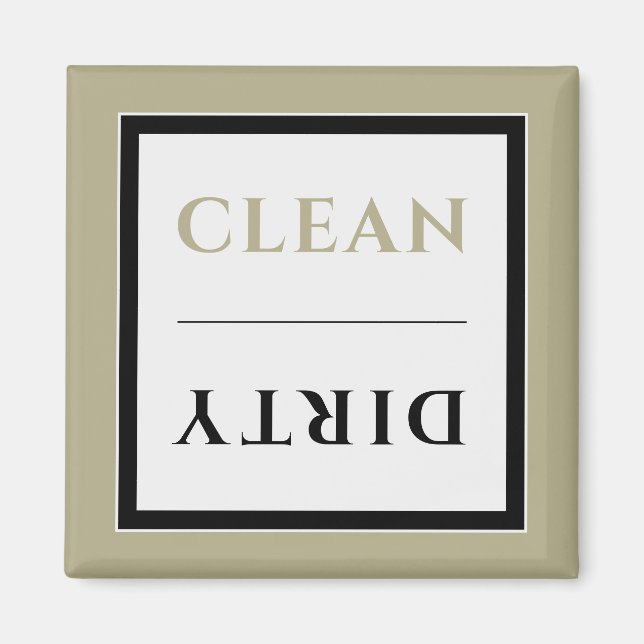 Clean/Dirty Dishwasher Magnet | Sage Black & White (Front)