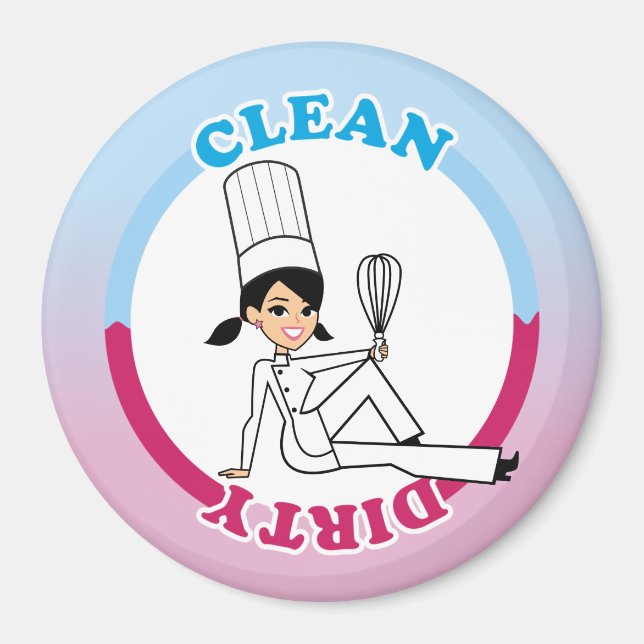 Clean Dirty Dishwasher Magnet with Illustration (Front)