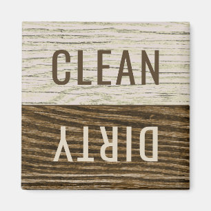 Clean Dirty Dishwasher Rustic Weathered Wood TB Magnet
