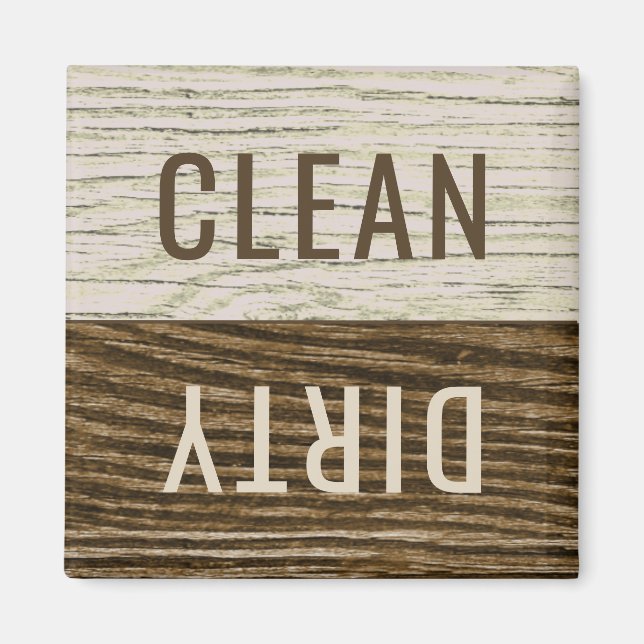Clean Dirty Dishwasher Rustic Weathered Wood TB Magnet (Front)