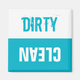 Clean dirty dishwasher sign magnets Aqua blue